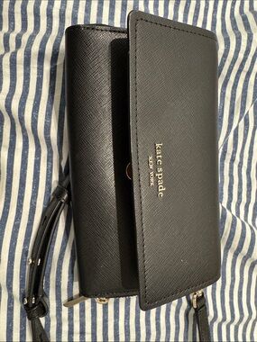 kate spade Black Saffiano Leather Convertible Crossbody Wallet